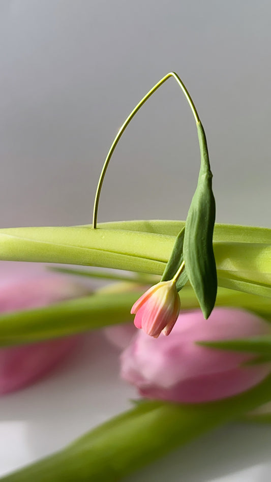 Tulip Dangles: pink/light yellow