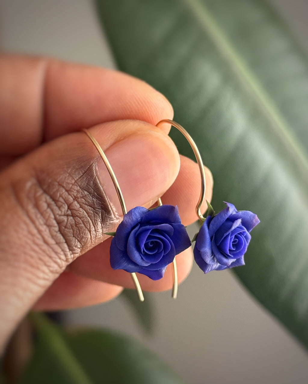 Rose Dangles: cobalt Blue