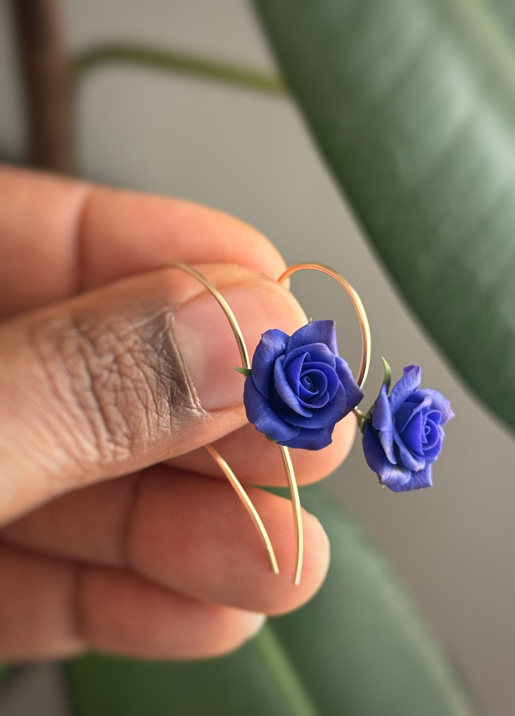 Rose Dangles: cobalt Blue