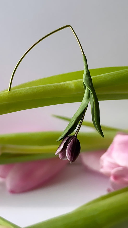 Tulip Dangles: Dark purple/white edge