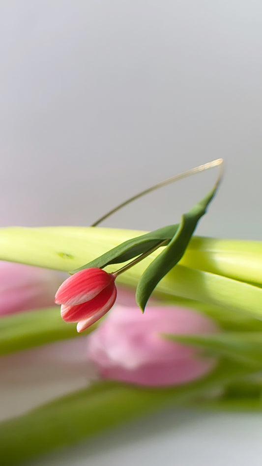 Tulip Dangles: Vibrant pink/light pink edge